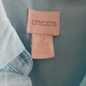 $10 CHICO'S TOP SIZE 2  ALL BUTTONS ARE PRESENT , NO STAINS OR HOLES